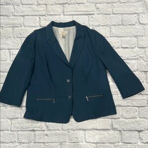 LOFT Women's Dark Blue Blazer with Zipper Pockets